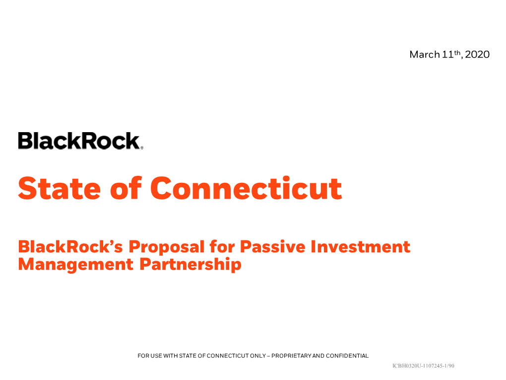 Presentation by Blackrock for Passive Panel Mandate