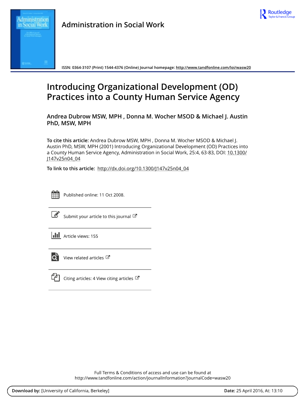 Introducing Organizational Development (OD) Practices Into a County Human Service Agency