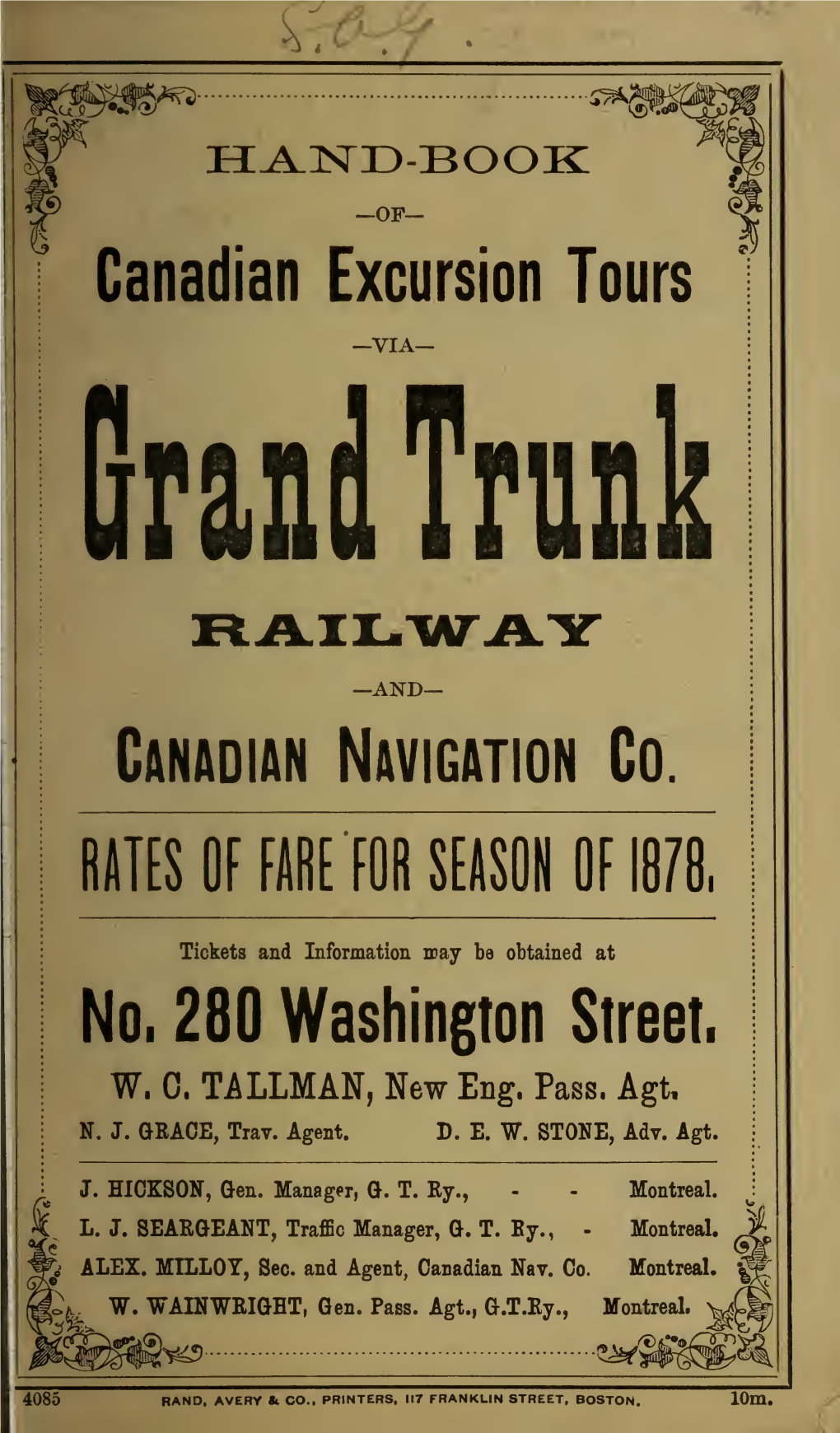 Handbook of Canadian Excursion Tours Via Grand Trunk