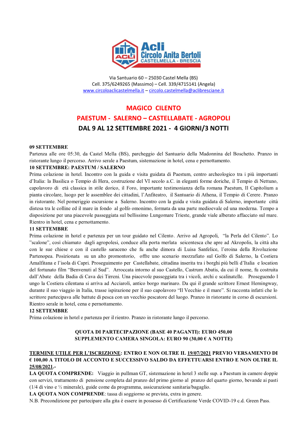 Magico Cilento Paestum - Salerno – Castellabate - Agropoli Dal 9 Al 12 Settembre 2021 - 4 Giorni/3 Notti