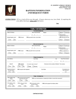 Baptism Request Form