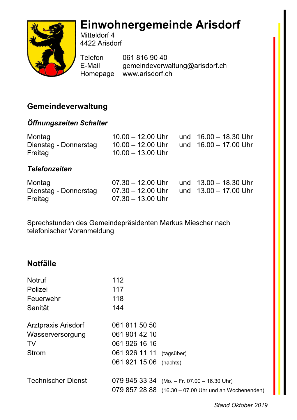 Einwohnergemeinde Arisdorf Mitteldorf 4 4422 Arisdorf