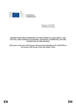 Report on the State of the Energy Union {COM(2020) 950 Final}