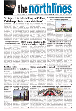 Pakistan Protests ‘Truce Violations’ NL CORRESPONDENT NEW DELHI, OCT 25