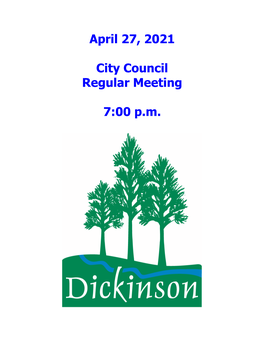 April 27, 2021 City Council Regular Meeting 7:00 P.M