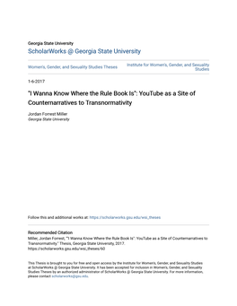 Youtube As a Site of Counternarratives to Transnormativity