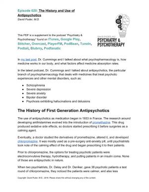 The History of First Generation Antipsychotics