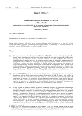 Delegated Regulation (EU) 2016/438