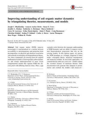 Improving Understanding of Soil Organic Matter Dynamics by Triangulating Theories, Measurements, and Models