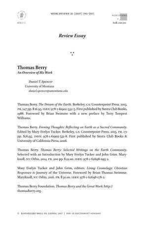 Reviewessay Thomas Berry