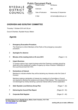 Agenda Document for Overview and Scrutiny Committee, 01/10/2015 18