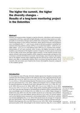 Results of a Long-Term Monitoring Project in the Dolomites