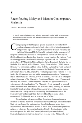 Reconfiguring Malay and Islam in Contemporary Malaysia