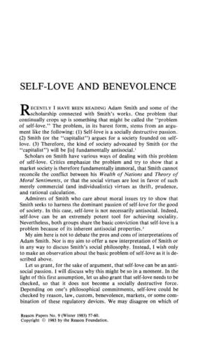 Self-Love and Benevolence