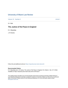 The Justice of the Peace in England