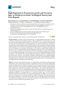 High Exposure to Toxoplasma Gondii and Neospora Spp. in Donkeys in Israel: Serological Survey and Case Reports