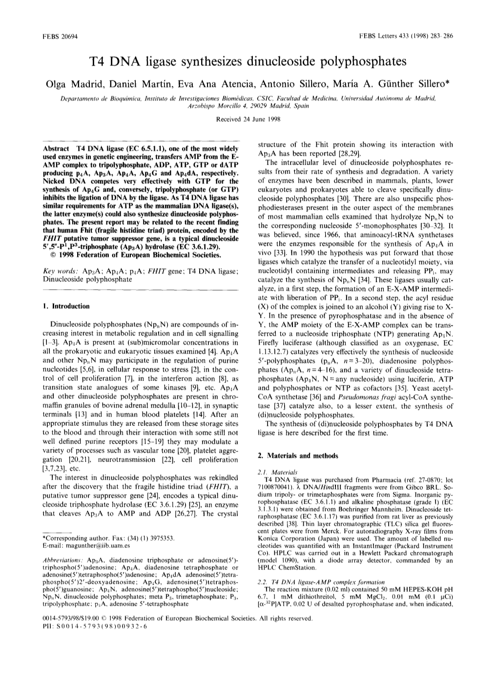 T4 DNA Ligase Synthesizes Dinucleoside Polyphosphates