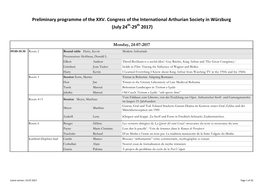 Preliminary Programme of the XXV. Congress of the International Arthurian Society in Würzburg (July 24Th-29Th 2017)