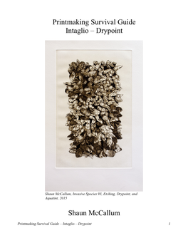Printmaking Survival Guide Intaglio – Drypoint Shaun Mccallum