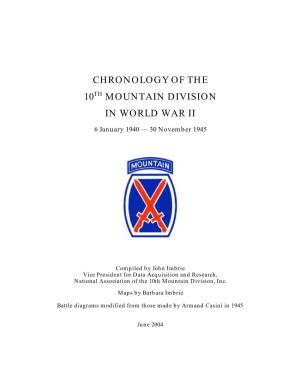 Chronology of the 10Th Mountain Division in World War Ii