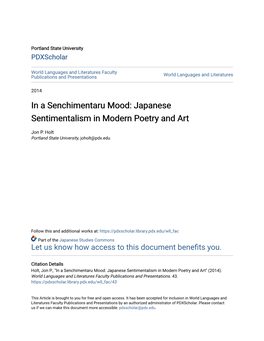 In a Senchimentaru Mood: Japanese Sentimentalism in Modern Poetry and Art
