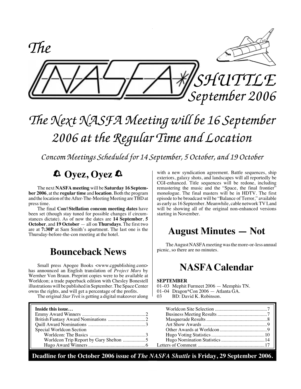 NASFA 'Shuttle' Sep 2006