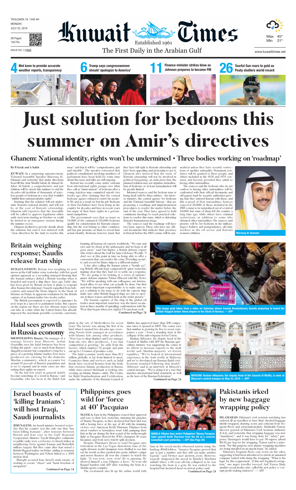 Kuwaittimes 22-7-2019.Qxp Layout 1