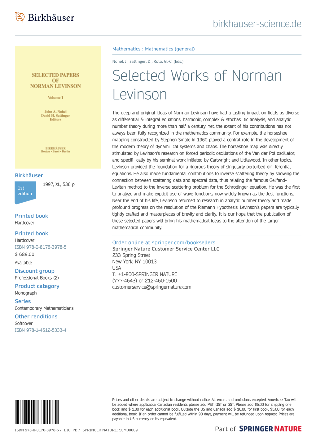 Selected Works of Norman Levinson