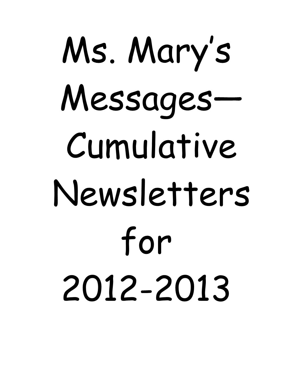 Archived Newsletters for 2012-2013 s1