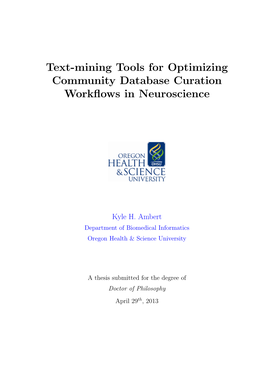 Text-Mining Tools for Optimizing Community Database Curation Workﬂows in Neuroscience