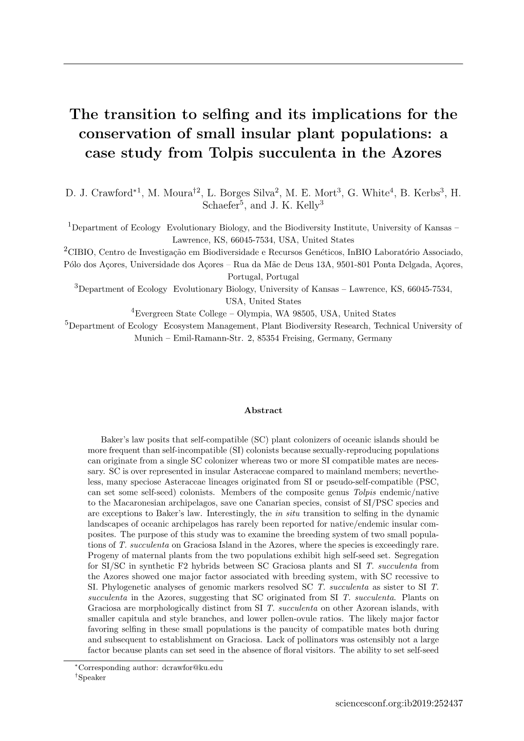 The Transition to Selfing and Its Implications for the Conservation Of