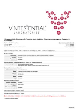 Vintessential D-Glucose & D-Fructose Analysis Kit for Discrete Autoanalysers, Reagent 2, G6PDH/HK