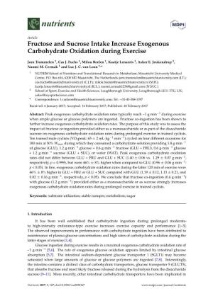 Fructose and Sucrose Intake Increase Exogenous Carbohydrate Oxidation During Exercise