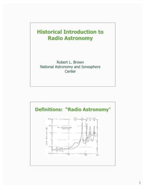 Historical Introduction to Radio Astronomy