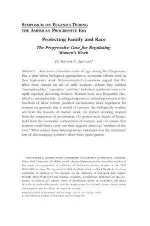Protecting Family and Race the Progressive Case for Regulating Women’S Work