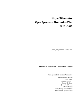 City of Gloucester Open Space and Recreation Plan 2010 - 2017