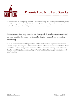 Peanut/Tree Nut Free Snacks