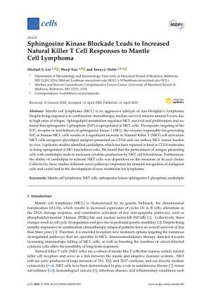 Sphingosine Kinase Blockade Leads to Increased Natural Killer T Cell Responses to Mantle Cell Lymphoma