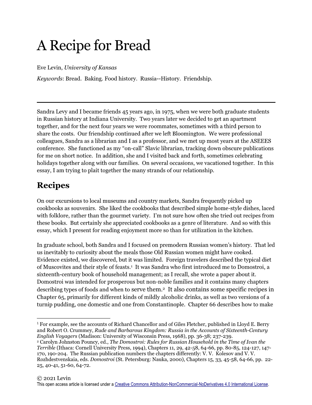 A Recipe for Bread