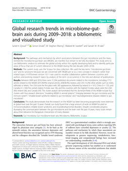 Global Research Trends in Microbiome-Gut-Brain Axis During 2009–2018