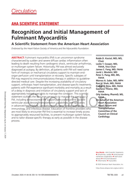Recognition and Initial Management of Fulminant Myocarditis