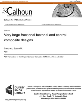 Very Large Fractional Factorial and Central Composite Designs