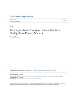 Assessing Chinese Maritime Strategy from Primary Sources Ryan D