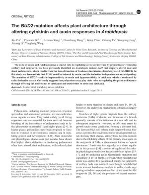 The BUD2 Mutation Affects Plant Architecture Through Altering Cytokinin and Auxin Responses in Arabidopsis