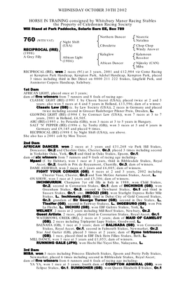 Tattersalls Autumn Horses-In-Training Sales 2002