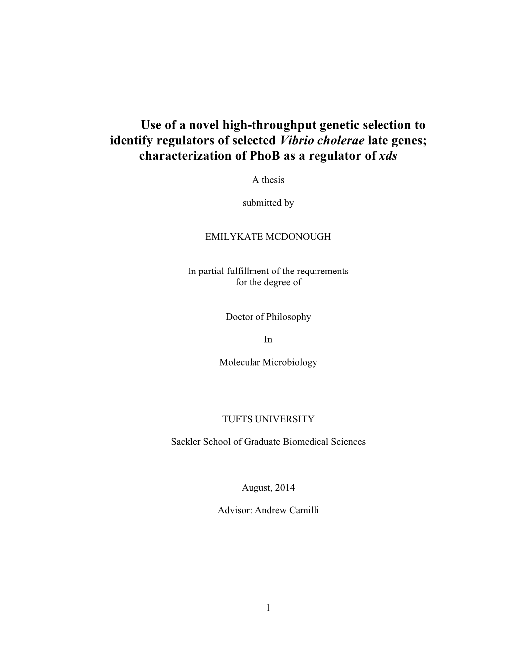 Use of a Novel High-Throughput Genetic Selection to Identify Regulators of Selected Vibrio Cholerae Late Genes; Characterization of Phob As a Regulator of Xds