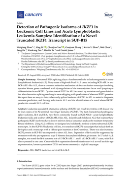 Detection of Pathogenic Isoforms of IKZF1 in Leukemic Cell