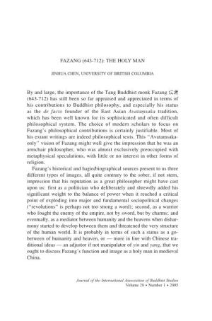 Fazang (643-712): the Holy Man