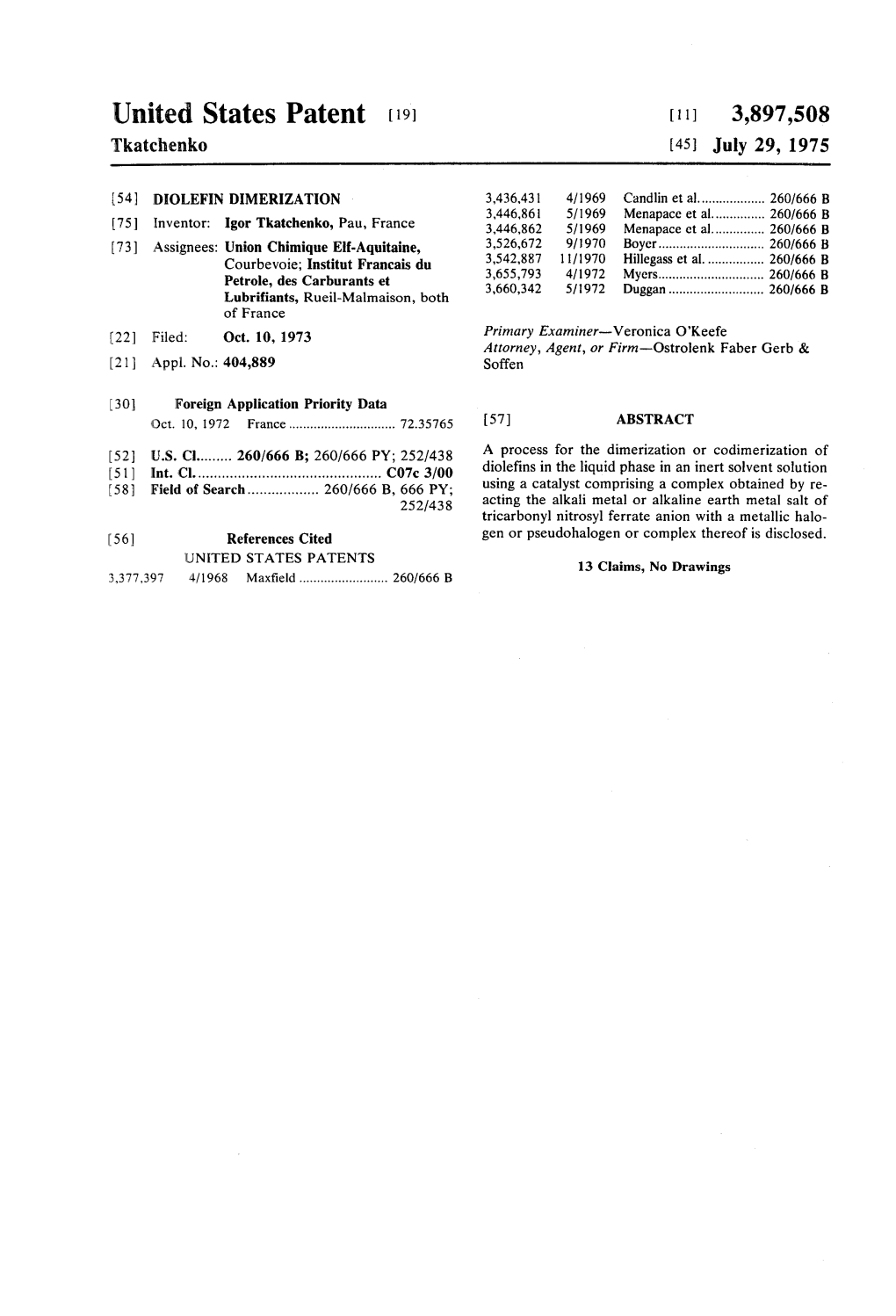 United States Patent (19) [11] 3,897,508 Tkatchenko (45) July 29, 1975