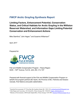 Arctic Grayling Synthesis Report